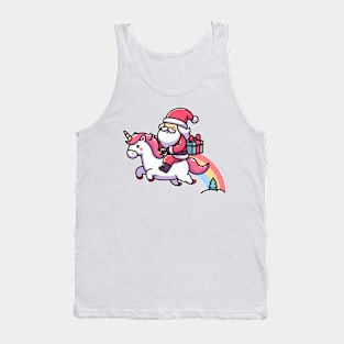 cute Santa ride Unicorn Tank Top